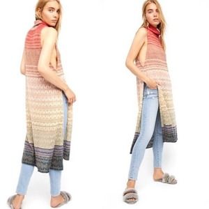 Free People Rose Gold Threaded Rainbow Sweater Turtleneck Size M